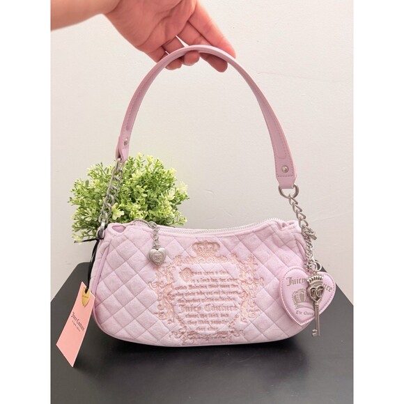 Juicy Couture Lilac Mist Quilted Velour Juicy Tale Shoulder Bag NWT - Picture 2 of 13